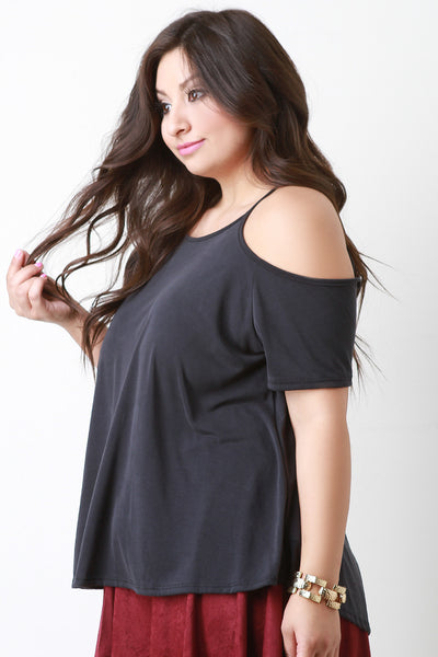 Lace Up Back Detail Cold Shoulder Top