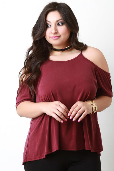 Lace Up Back Detail Cold Shoulder Top