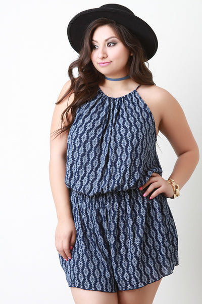 Paisley Print Tie Back Spaghetti Strap Romper